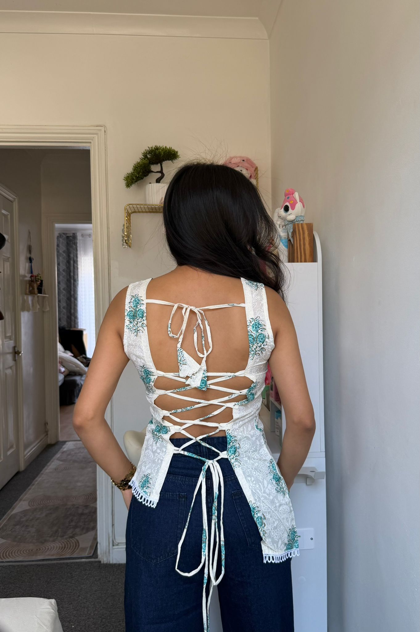 lace-up back kurti top