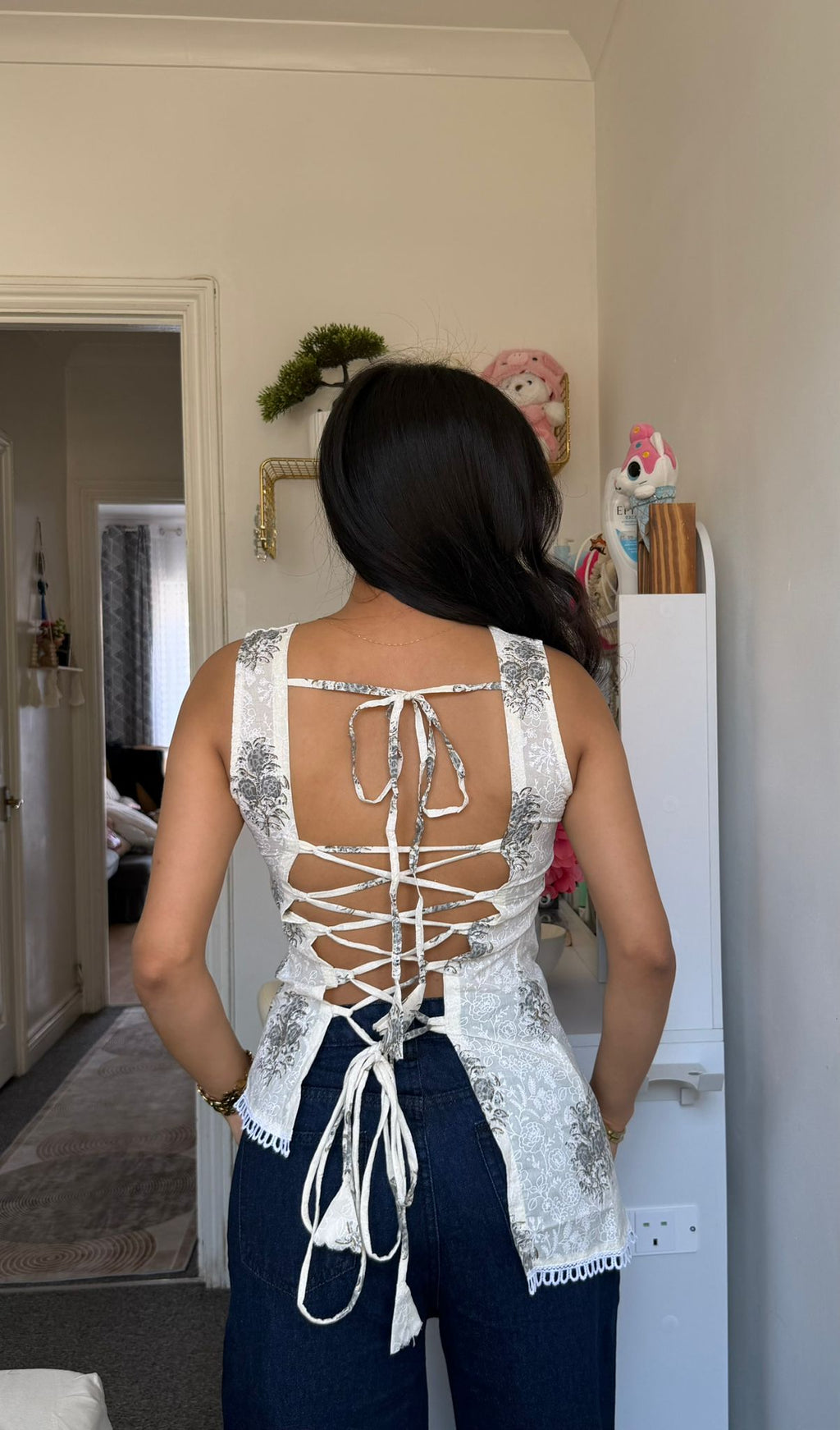 lace-up back kurti top